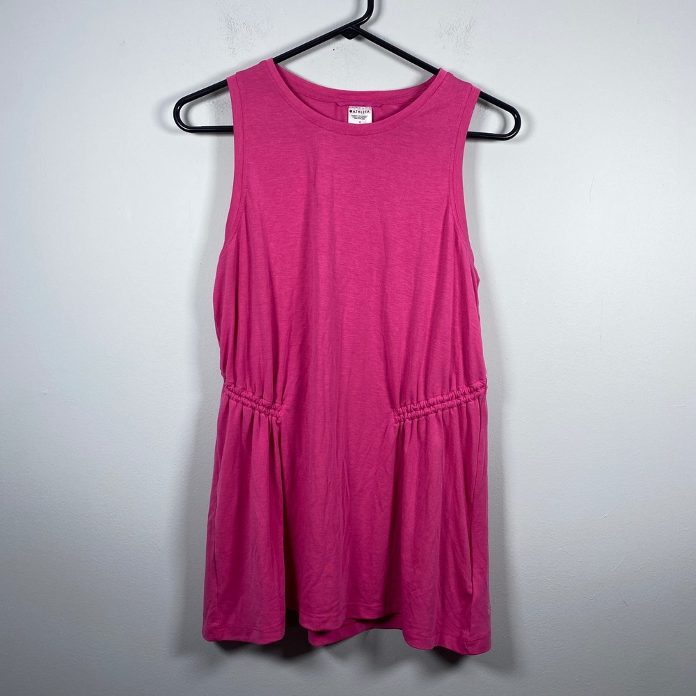 Athleta Air Out Cinch Tank‎ Top Women's Medium Salvia Pink Cinched Waist S533375